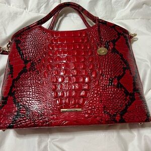 Brahmin Red and Black Crocodile Shoulder Bag